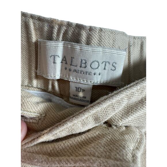 Talbots Pants Womens 8P Petite Heritage Tan Khaki Roll Up Casual Linen Blend - Picture 4 of 7
